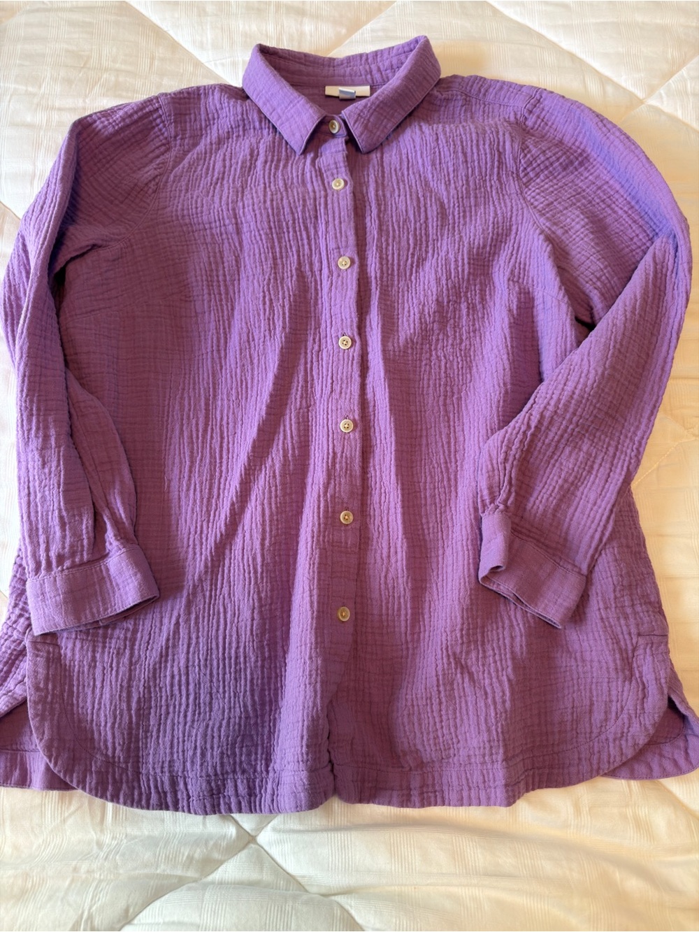 J. Jill Relaxed Textured Button-Front Cotton Shirt